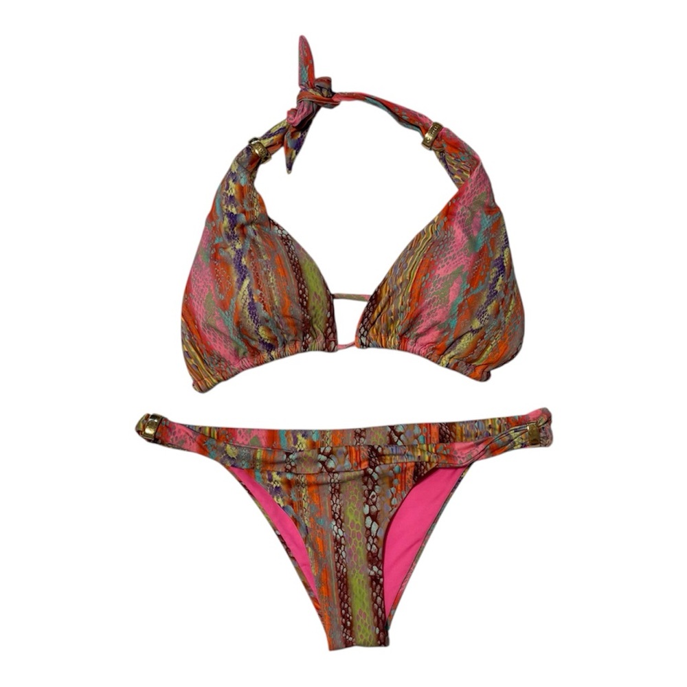 Colorful snake print Halter Bikini Set